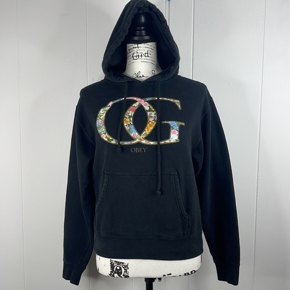 Obey OG Floral Obey Giant Black Hoodie Girls Medium - Picture 10 of 10